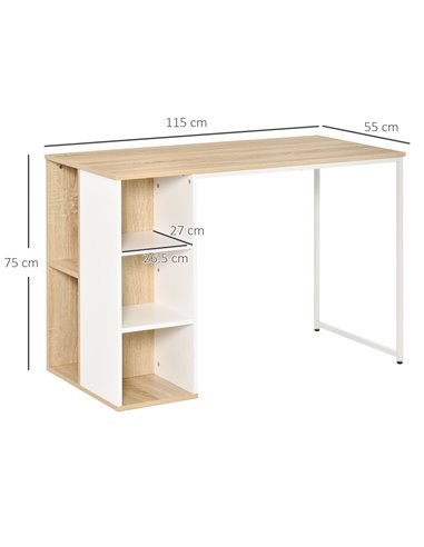 HOMCOM Home Office Computer Desk with Storage Shelves Study Writing Table Workstation, Oak Tone