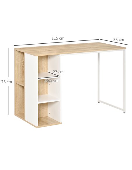 HOMCOM Home Office Computer Desk with Storage Shelves Study Writing Table Workstation, Oak Tone - pic 7906 | FastDaddyshop