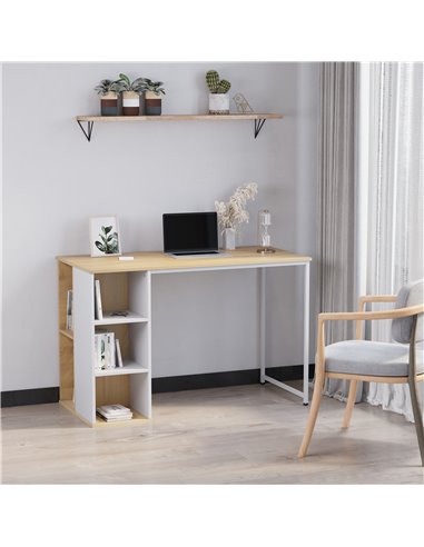HOMCOM Home Office Computer Desk with Storage Shelves Study Writing Table Workstation, Oak Tone