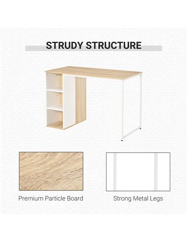 HOMCOM Home Office Computer Desk with Storage Shelves Study Writing Table Workstation, Oak Tone