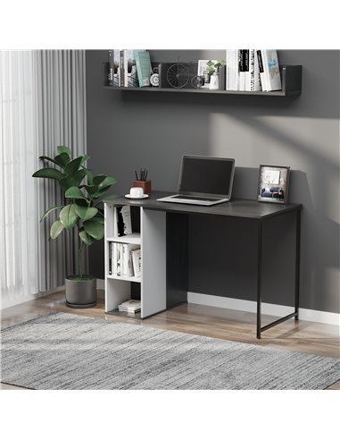 HOMCOM Home Office Computer Desk with Storage Shelves Study Writing Table Workstation, Grey