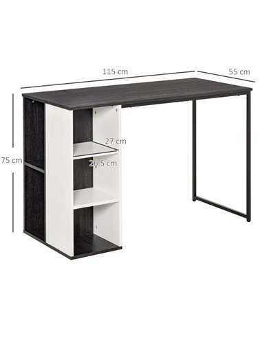 HOMCOM Home Office Computer Desk with Storage Shelves Study Writing Table Workstation, Grey