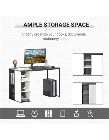 HOMCOM Home Office Computer Desk with Storage Shelves Study Writing Table Workstation, Grey