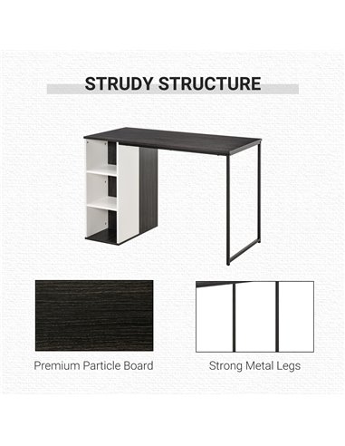 HOMCOM Home Office Computer Desk with Storage Shelves Study Writing Table Workstation, Grey