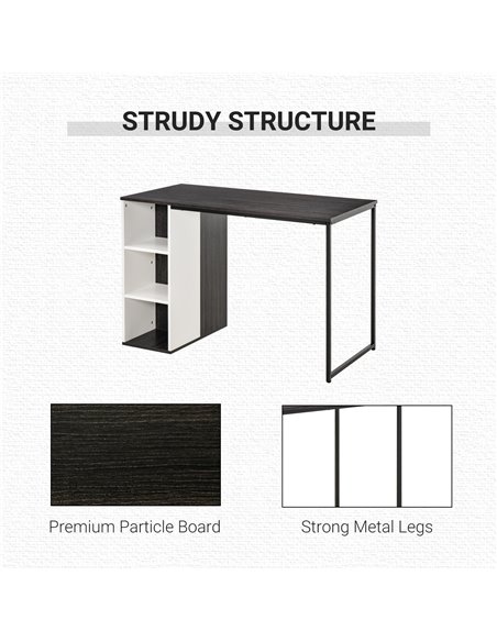 HOMCOM Home Office Computer Desk with Storage Shelves Study Writing Table Workstation, Grey - pic 7924 | FastDaddyshop