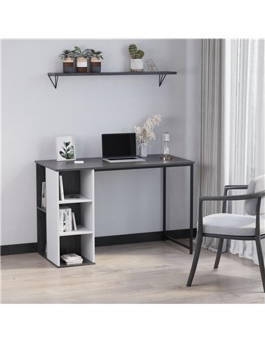 HOMCOM Home Office Computer Desk with Storage Shelves Study Writing Table Workstation, Grey