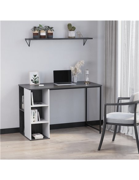 HOMCOM Home Office Computer Desk with Storage Shelves Study Writing Table Workstation, Grey - pic 7928 | FastDaddyshop