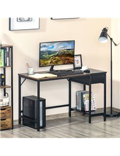 Homcom Computer Desk with CPU Stand and Drawer, Steel Frame 2