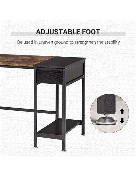 HOMCOM Computer Desk, Home Office Workstation for Study, Writing with CPU Stand and Drawer, Steel Frame, 120x60x75cm - pic 7932 | FastDaddyshop