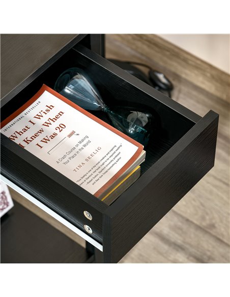HOMCOM Computer Desk, Home Office Workstation for Study, Writing with CPU Stand and Drawer, Steel Frame, 120x60x75cm - pic 7935 | FastDaddyshop