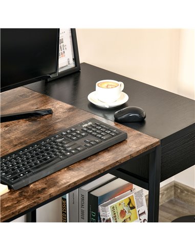HOMCOM Computer Desk, Home Office Workstation for Study, Writing with CPU Stand and Drawer, Steel Frame, 120x60x75cm