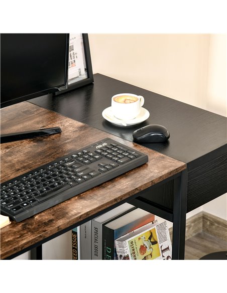 HOMCOM Computer Desk, Home Office Workstation for Study, Writing with CPU Stand and Drawer, Steel Frame, 120x60x75cm - pic 7936 | FastDaddyshop