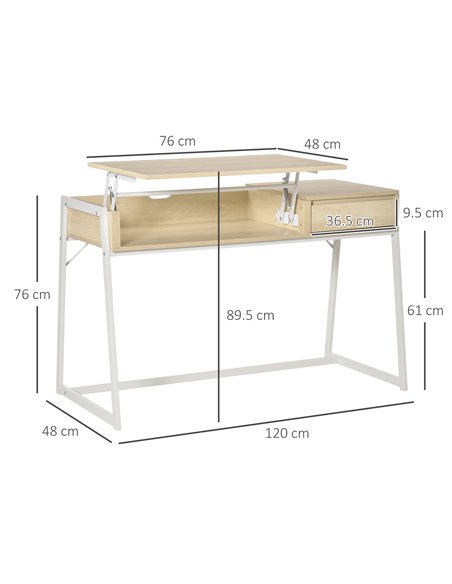 HOMCOM Compact Computer Desk Workstation Modern Office Study Writing Lifting Table with Drawer Storing Box, Home Furniture, Natu - pic 7938 | FastDaddyshop