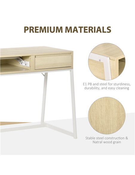 HOMCOM Compact Computer Desk Workstation Modern Office Study Writing Lifting Table with Drawer Storing Box, Home Furniture, Natu - pic 7941 | FastDaddyshop