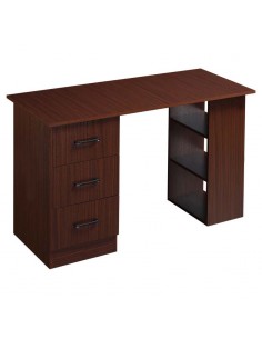 Homcom 120cm Computer Desk with Storage Shelves Drawers, Walnut Brown