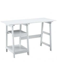 Homcom Compact Computer Desk with Storage Shelves, Bookshelf, White