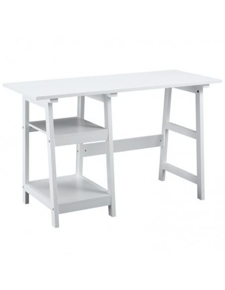 Homcom Compact Computer Desk with Storage Shelves, Bookshelf, White - pic 7948 | FastDaddyshop
