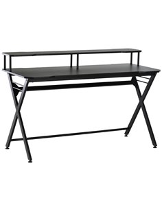 Homcom Gaming Computer Desk with Headphone Hook, Curved Front Adjustable Feet
