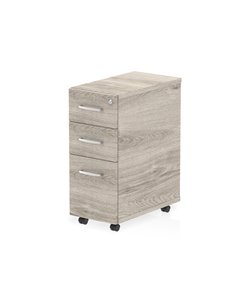 Dynamic Impulse 3 Drawer Narrow Under Desk Pedestal Grey Oak I003225