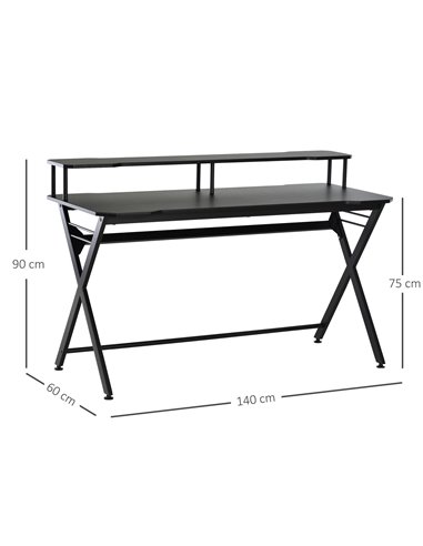 HOMCOM Gaming Computer Desk Writing Racing Table Workstation with Headphone Hook Curved Front Adjustable Feet for Home Office Us