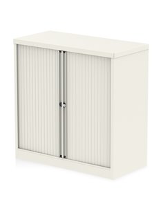 Dynamic Qube by Bisley 1000mm Side Tambour Cupboard Chalk White No Shelves BS0002