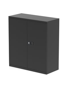 Dynamic Qube by Bisley Stationery 1000mm 2-Door Cupboard Black With Shelf BS0024