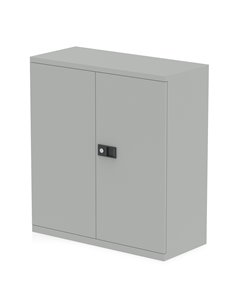 Dynamic Qube by Bisley Stationery 1000mm 2-Door Cupboard Goose Grey With Shelf BS0025