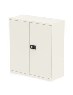 Dynamic Qube by Bisley Stationery 1000mm 2-Door Cupboard Chalk White With Shelf BS0026