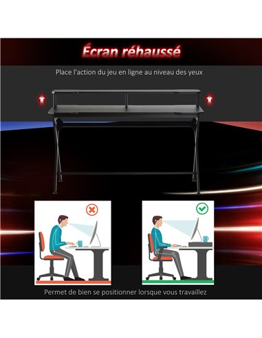 HOMCOM Gaming Computer Desk Writing Racing Table Workstation with Headphone Hook Curved Front Adjustable Feet for Home Office Us
