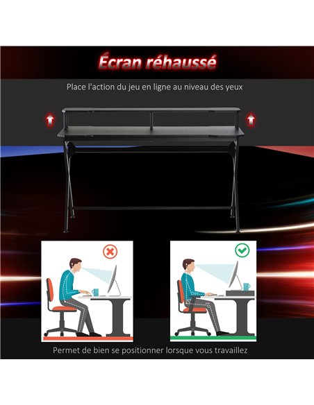 HOMCOM Gaming Computer Desk Writing Racing Table Workstation with Headphone Hook Curved Front Adjustable Feet for Home Office Us - pic 7958 | FastDaddyshop