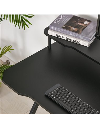 HOMCOM Gaming Computer Desk Writing Racing Table Workstation with Headphone Hook Curved Front Adjustable Feet for Home Office Us