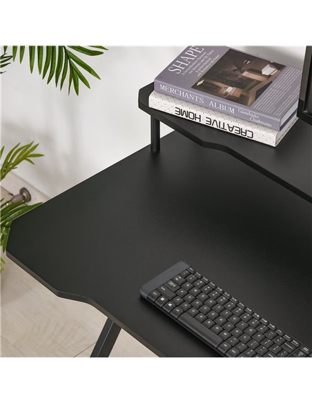 HOMCOM Gaming Computer Desk Writing Racing Table Workstation with Headphone Hook Curved Front Adjustable Feet for Home Office Us - pic 7959 | FastDaddyshop