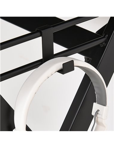HOMCOM Gaming Computer Desk Writing Racing Table Workstation with Headphone Hook Curved Front Adjustable Feet for Home Office Us