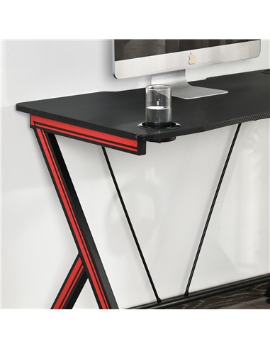 HOMCOM 120cm Gaming Computer Desk, Home Office Gamer Table Workstation with Cup Holder and Headphone Hook