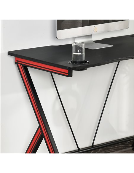 HOMCOM 120cm Gaming Computer Desk, Home Office Gamer Table Workstation with Cup Holder and Headphone Hook - pic 7967 | FastDaddyshop
