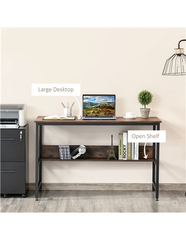 HOMCOM Computer Desk w/ Storage Shelf Adjustable Feet Metal Frame Home Office Laptop Study Writing Workstation Table Rustic Brow