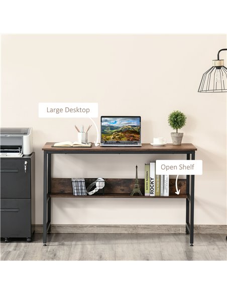 HOMCOM Computer Desk w/ Storage Shelf Adjustable Feet Metal Frame Home Office Laptop Study Writing Workstation Table Rustic Brow - pic 7988 | FastDaddyshop