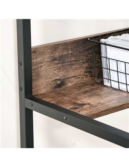 HOMCOM Computer Desk w/ Storage Shelf Adjustable Feet Metal Frame Home Office Laptop Study Writing Workstation Table Rustic Brow - pic 7991 | FastDaddyshop