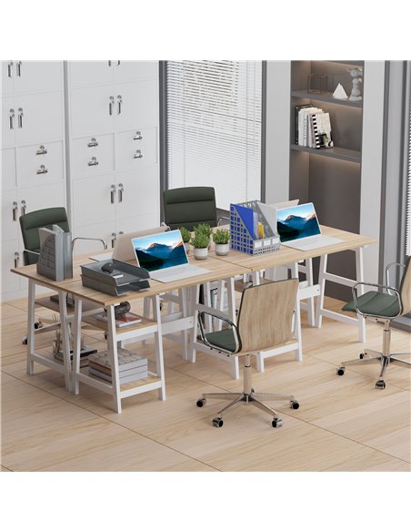 HOMCOM Compact Computer Desk with Storage Shelves Study Table with Bookshelf PC Table Workstation for Home Office Study White an - pic 7993 | FastDaddyshop