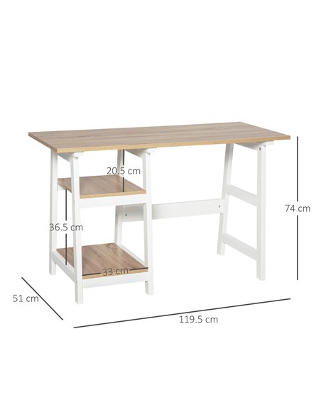 HOMCOM Compact Computer Desk with Storage Shelves Study Table with Bookshelf PC Table Workstation for Home Office Study White an - pic 7994 | FastDaddyshop