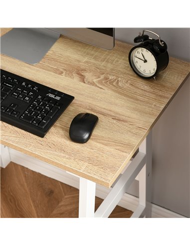 HOMCOM Compact Computer Desk with Storage Shelves Study Table with Bookshelf PC Table Workstation for Home Office Study White an