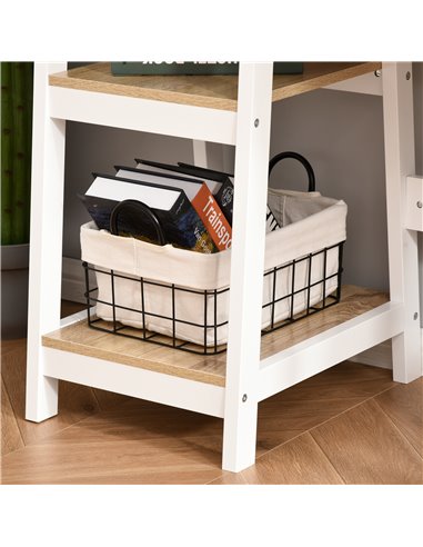 HOMCOM Compact Computer Desk with Storage Shelves Study Table with Bookshelf PC Table Workstation for Home Office Study White an