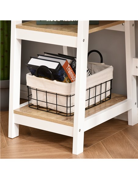 HOMCOM Compact Computer Desk with Storage Shelves Study Table with Bookshelf PC Table Workstation for Home Office Study White an - pic 8000 | FastDaddyshop