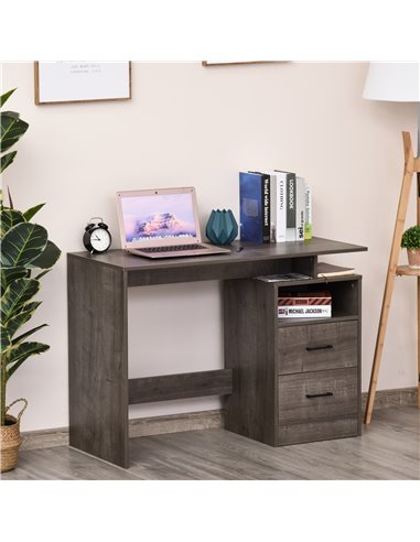 Homcom Computer Desk with Shelf, Drawer, Grey Wood Color
