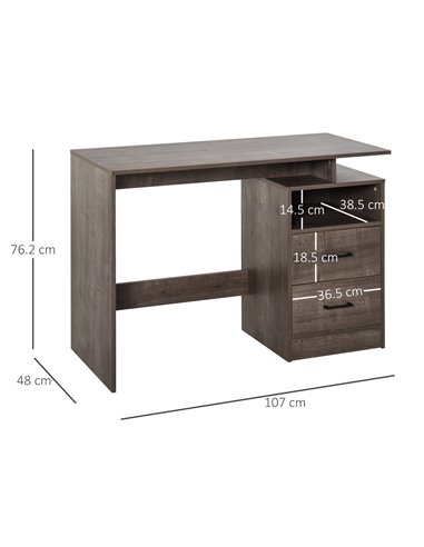 HOMCOM Computer Desk with Shelf, Drawer Writing Table for Home Study, Office, Grey Wood Color