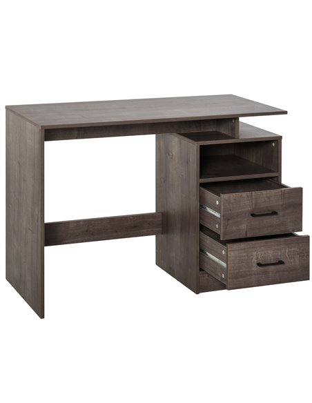 Homcom Computer Desk with Shelf, Drawer, Grey Wood Color - pic 8004 | FastDaddyshop