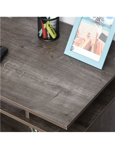 HOMCOM Computer Desk with Shelf, Drawer Writing Table for Home Study, Office, Grey Wood Color
