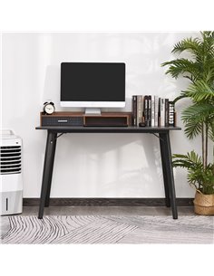 Homcom Modern Computer Desk with Drawer, Brown and Black 2