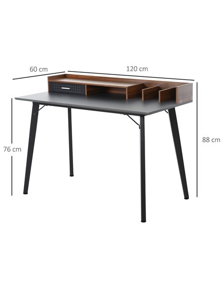 HOMCOM Modern Computer Desk Laptop Writing Table w/Hutch 1 Drawer workstation Home Office Furniture Brown and Black - pic 8015 | FastDaddyshop