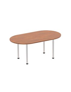 Dynamic Impulse 1800mm Boardroom Table Walnut Top Silver Post Leg I000143